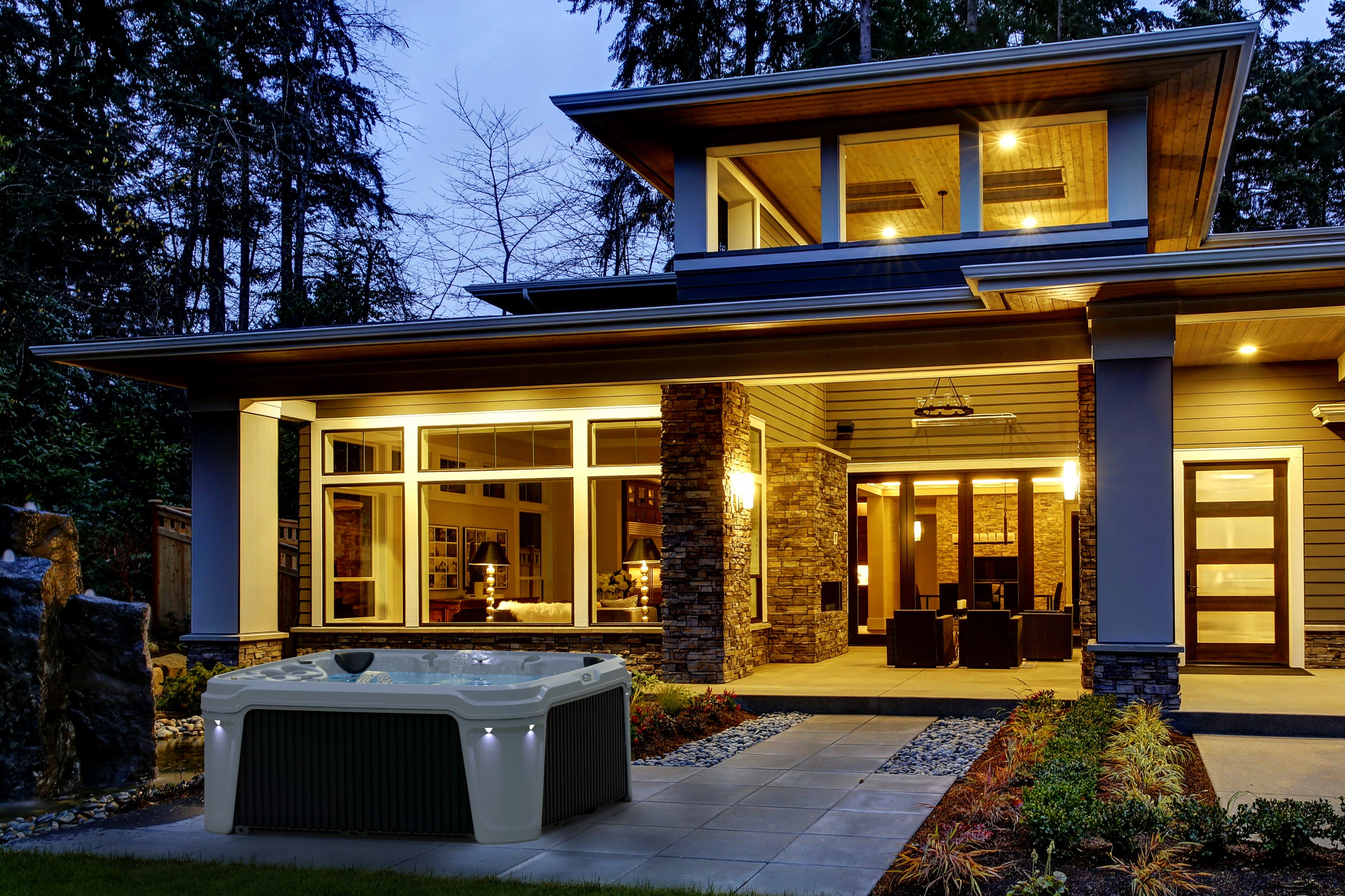 An AquaRest Spas Daydream 3500 Hot Tub sits in a backyard